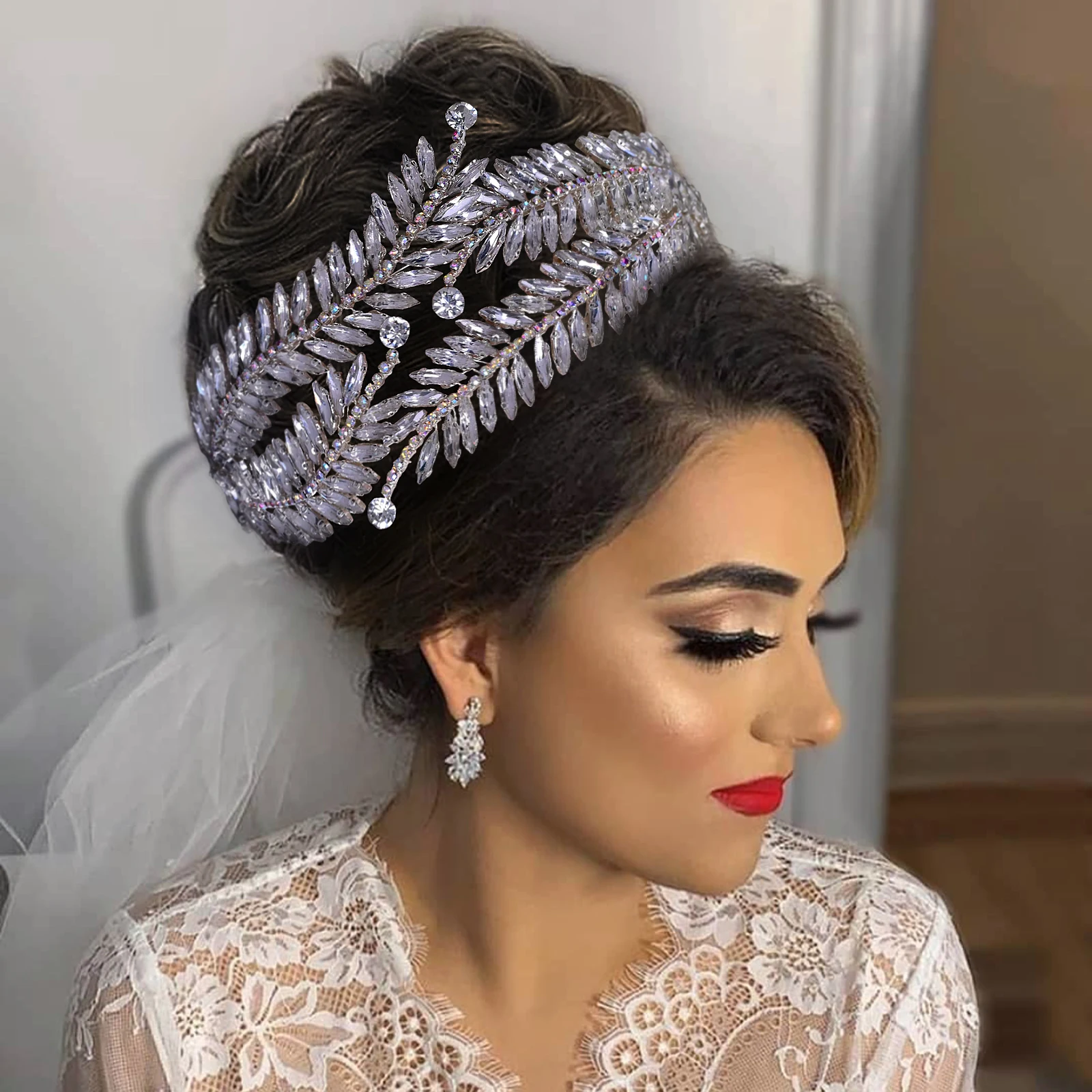 

Banquet Queen Headwear Bridal Headband Tiara and Crown Rhinestone Headpiece Wedding Hair Accessories Rhinestones Headbands