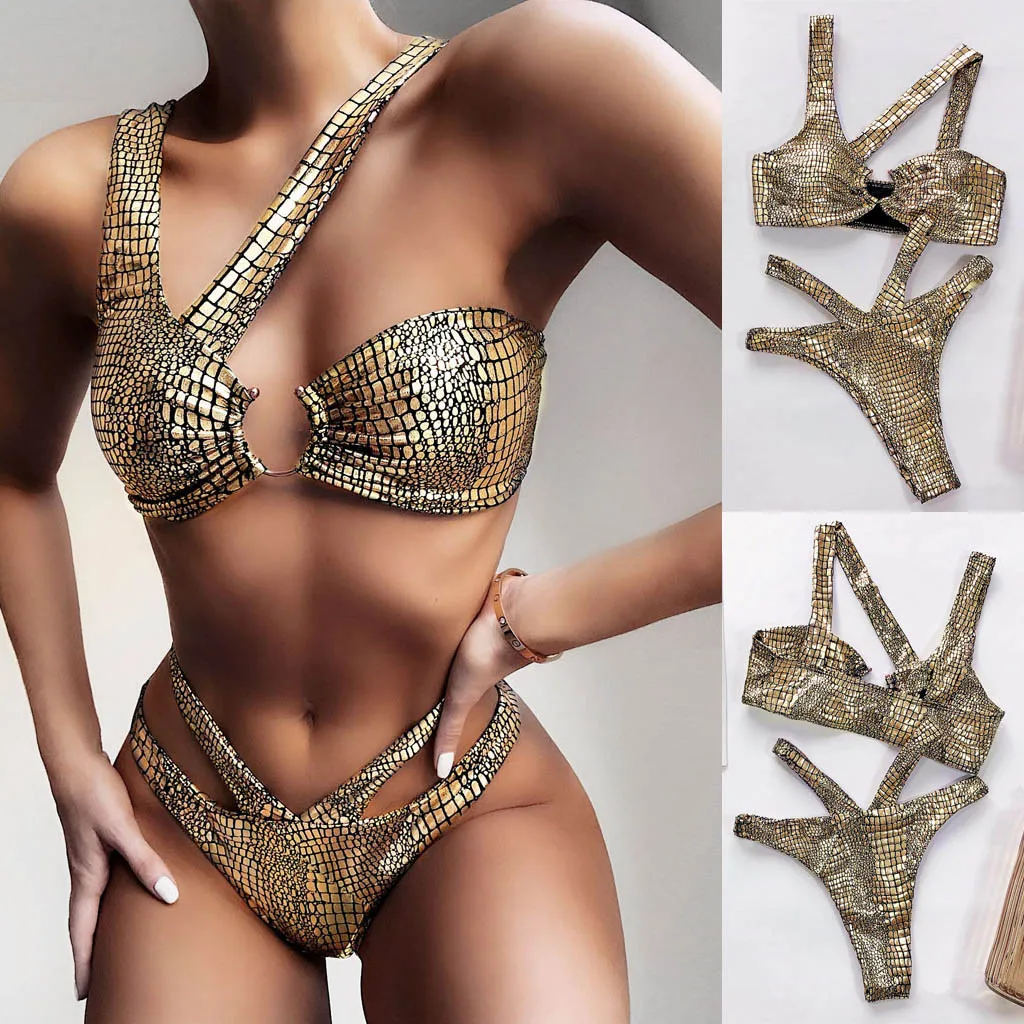 Swimming Suit 2020 Women One Shoulder Hollow Out Bikini Push-up Pad Swimwear Swimsuit Set Female Biquini Maillot De Bain Femme
Swimming Suit 2020 Women One Shoulder Hollow Out Bikini Push-up Pad Swimwear Swimsuit Set Female Biquini Maillot De Bain Femme