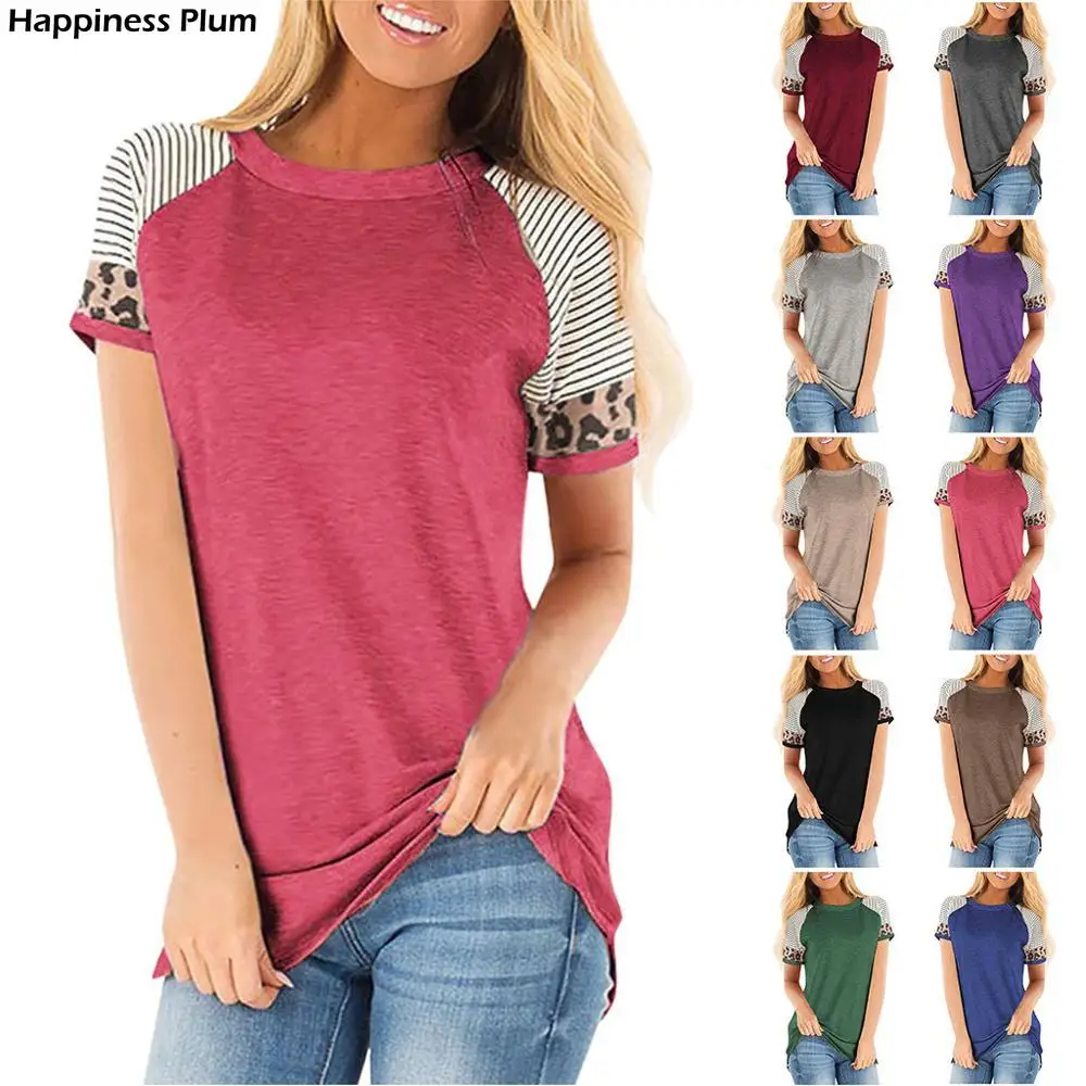 Plus Size Women T Shirts 2020 Cotton Casual Summer Tops Striped Leopard Patchwork Short Sleeve Women Tee Shirts
Plus Size Women T Shirts 2020 Cotton Casual Summer Tops Striped Leopard Patchwork Short Sleeve Women Tee Shirts