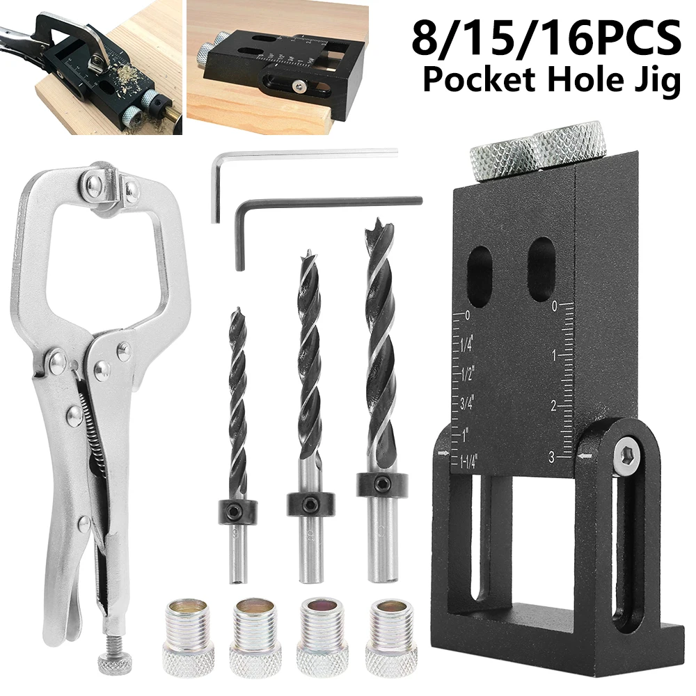 16pcs Pocket Hole Jig Kit Woodworking Oblique Hole Locator Drill Bits Angle Drill Guide Set Hole Puncher DIY Carpentry Tools
16pcs Pocket Hole Jig Kit Woodworking Oblique Hole Locator Drill Bits Angle Drill Guide Set Hole Puncher DIY Carpentry Tools