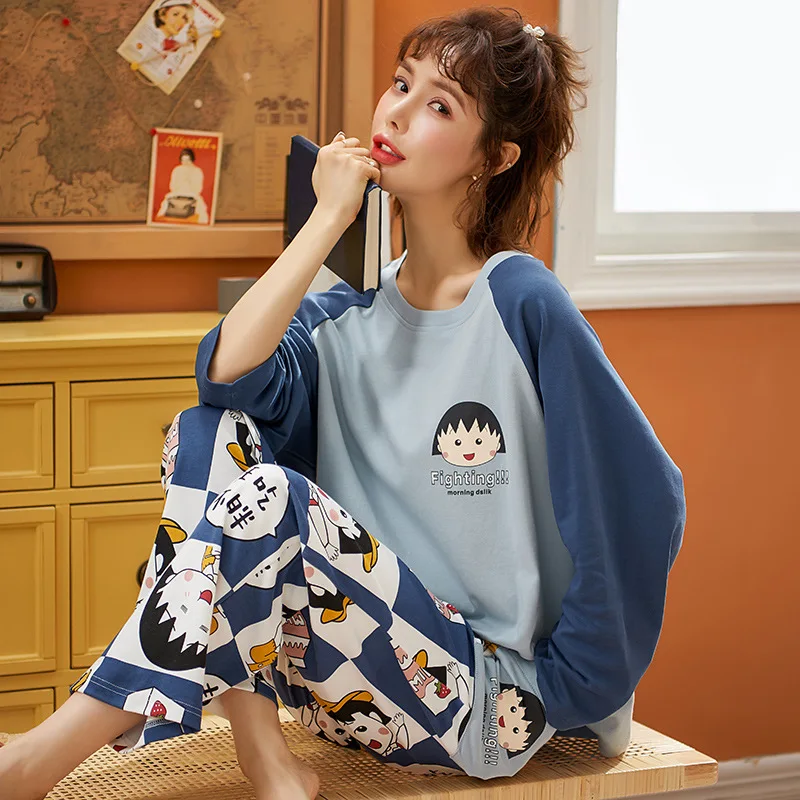 Kawaii Japan Anime Chibi Maruko-chan Women Pajamas Cotton Homewear Warm Winter Sleepwear Plus Size Blue O-neck Girl Pajamas Set
Kawaii Japan Anime Chibi Maruko-chan Women Pajamas Cotton Homewear Warm Winter Sleepwear Plus Size Blue O-neck Girl Pajamas Set