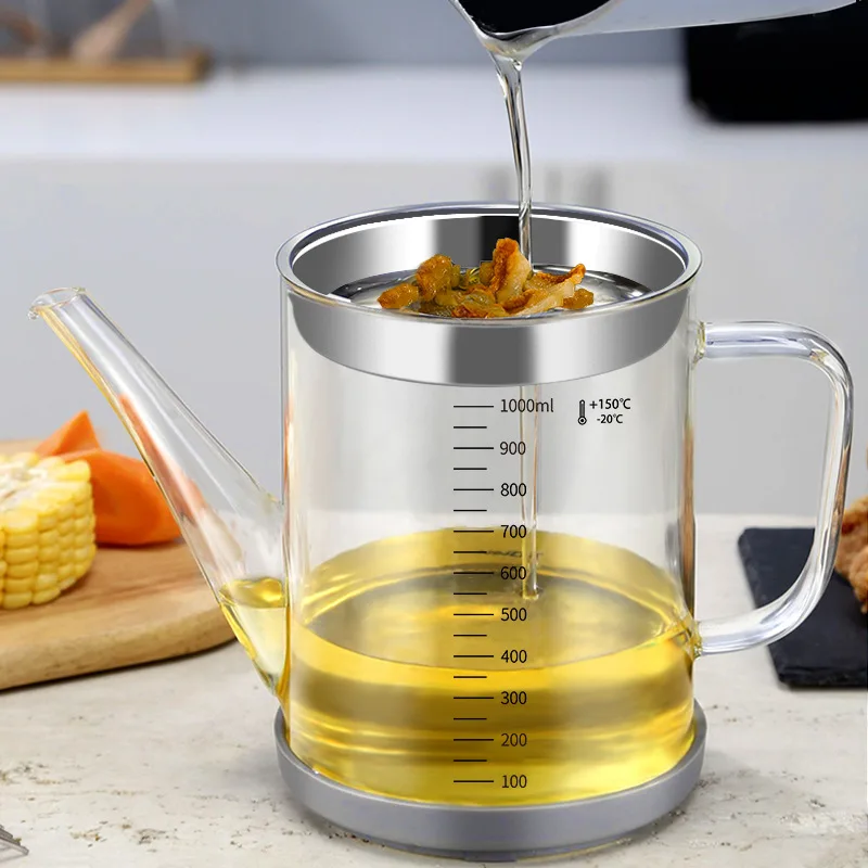 700/1000ML Glass Oil Filter Pot Bottle with Stainless Steel Mesh Strainer Filterable Oil Soup Separator Lard Tank Kitchen Tools
700/1000ML Glass Oil Filter Pot Bottle with Stainless Steel Mesh Strainer Filterable Oil Soup Separator Lard Tank Kitchen Tools
