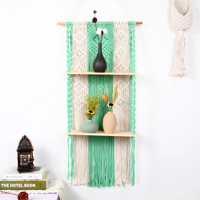 

Hanging Shelves For Wall Macrame Home Decor Macrame Wall Hanging Floating Shelf Bedroom Living Room Bathroom 50*70cm Bohemia