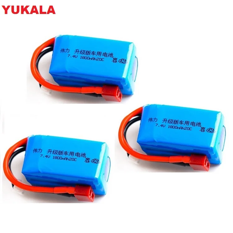 

YUKALA 7.4V 1800mah 2S 20C Lipo upgrade Battery Max 40C for Wltoys A959-b A969-b A979-b K929-B RC Car parts 7.4 v 1800 mah