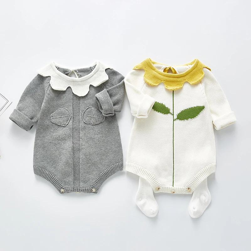 Комбинезон для девочек, Осень-зима, комбинезон с длинным рукавом и воротником в виде листьев лотоса для новорожденных 
Комбинезон для девочек, Осень-зима, комбинезон с длинным рукавом и воротником в виде листьев лотоса для новорожденных