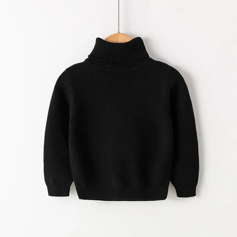Autumn And Winter New High Neck Knitted Sweater Baby Girl Clothes Children's Turtleneck Boy Solid Candy Color | Мать и ребенок