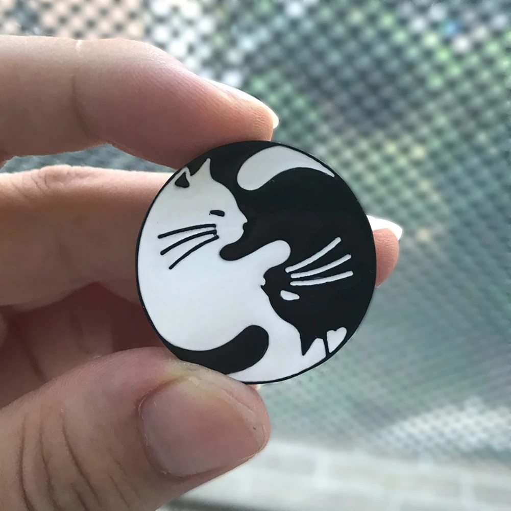 Круглая эмалированная брошь с милым котом значок на булавке украшение для одежды