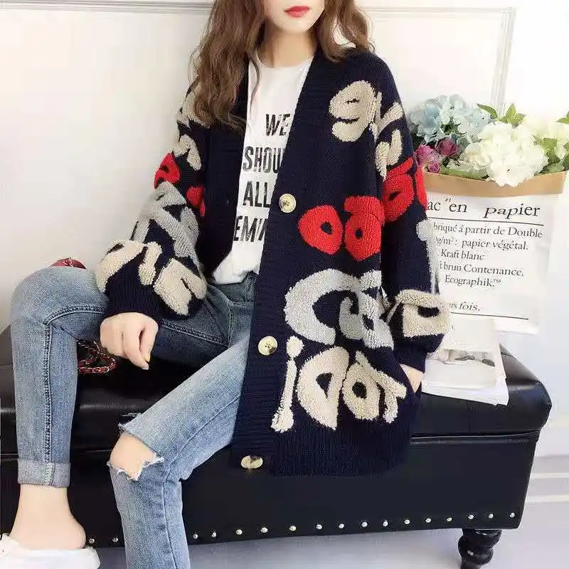 Spring and Autumn New Loose 2021 Backing Female Letter Thickened Loose Lazy Knitted Coat Long Sleeve Sweater Cardigan Female
Spring and Autumn New Loose 2021 Backing Female Letter Thickened Loose Lazy Knitted Coat Long Sleeve Sweater Cardigan Female