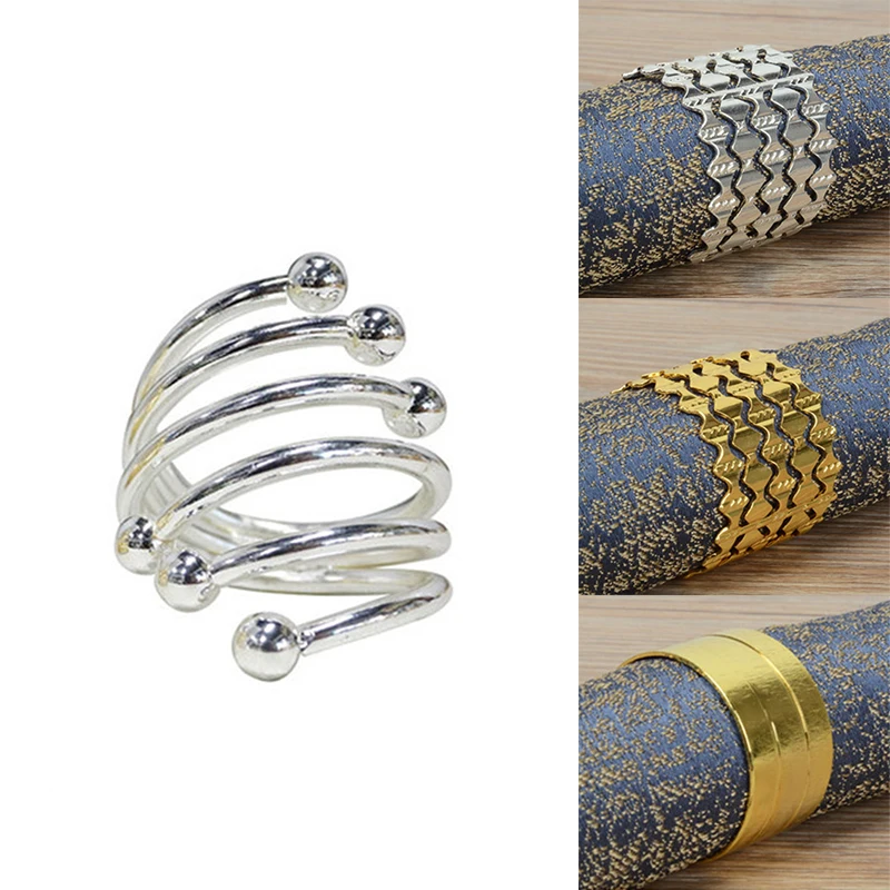Золотые и серебряные кольца для салфеток пряжки свадебного торжества украшения