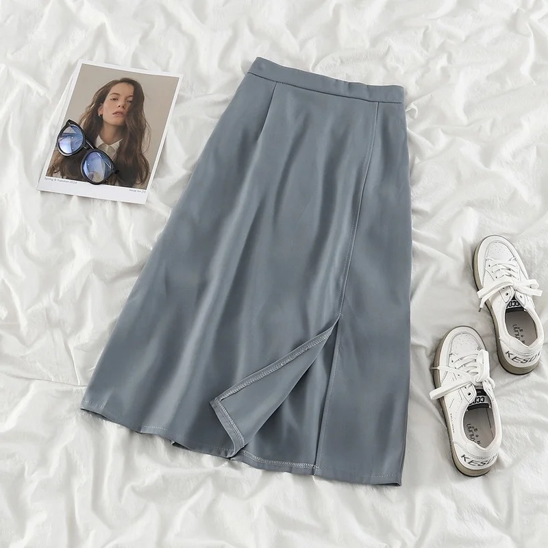 New Spring Chic Korean Long Skirts Women Fashion Solid Color High Waist Split Hem All Match A-line Elegant Vintage Skirt Mujer
New Spring Chic Korean Long Skirts Women Fashion Solid Color High Waist Split Hem All Match A-line Elegant Vintage Skirt Mujer