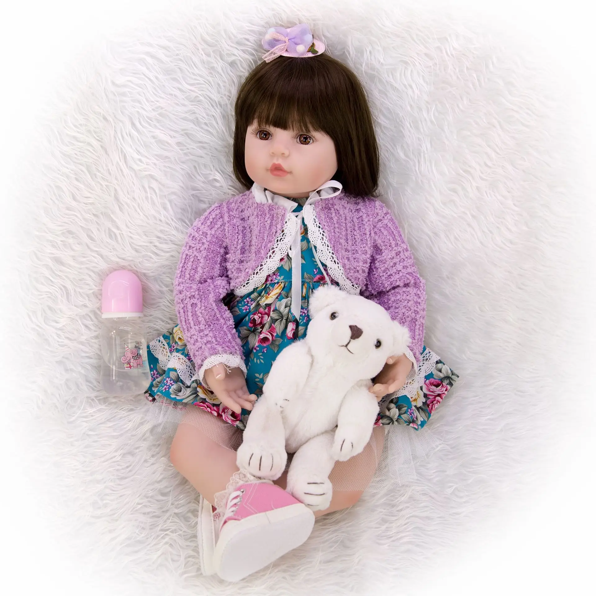 24 "60 см bebe Reborn игрушка мягкая хлопковая силиконовая виниловая большая форма