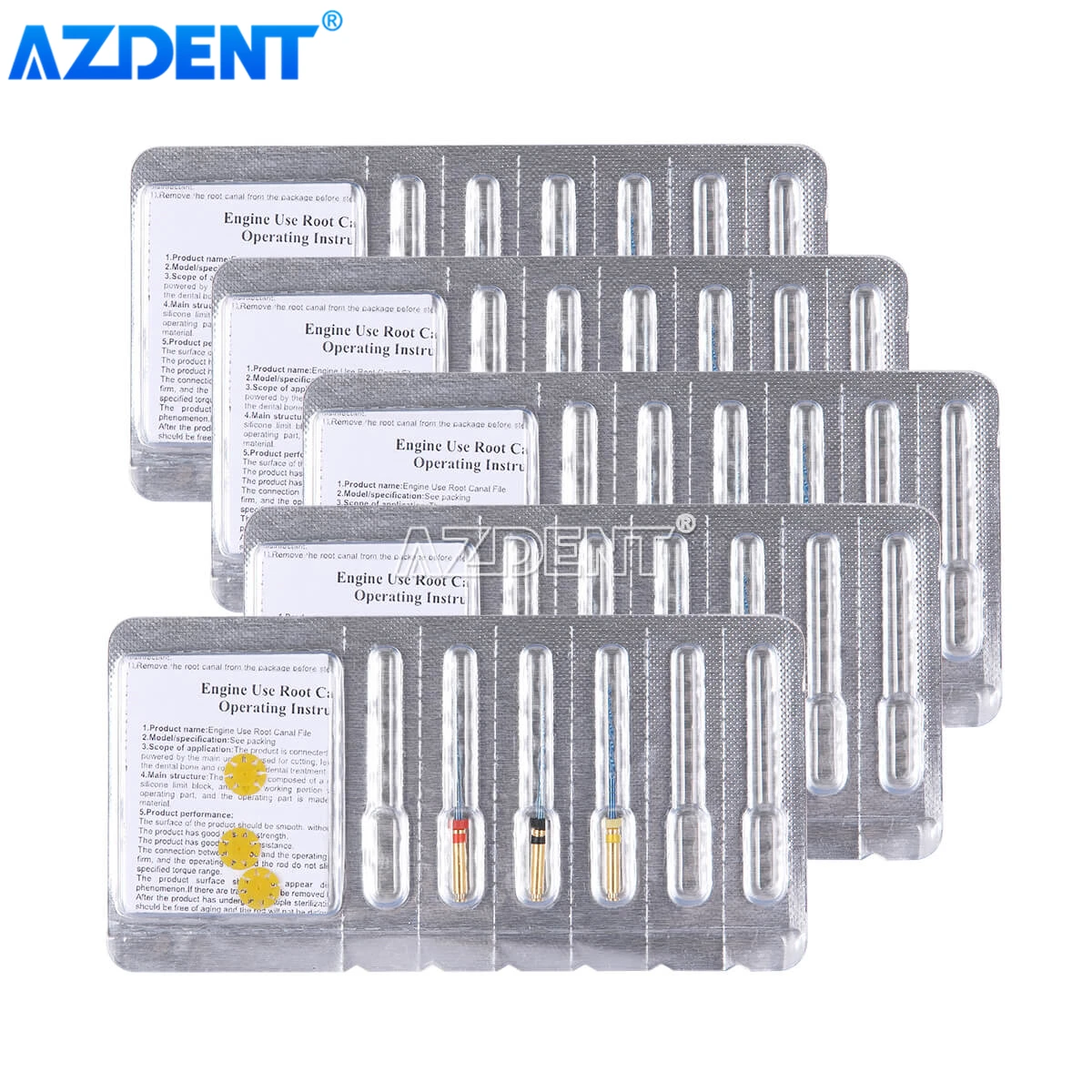 AZDENT 5 коробок стоматологические поршневые синие эндододонтические напильники Niti