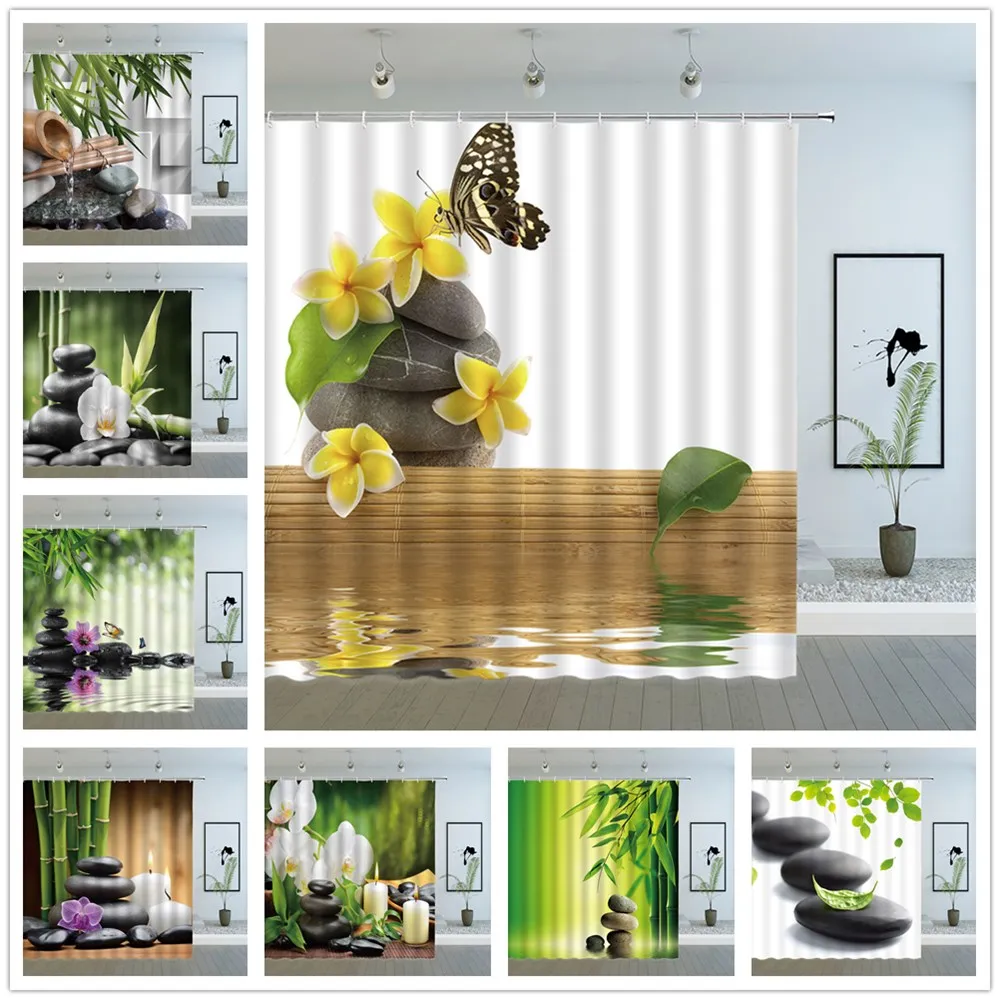 Занавески для душа, спа-декор для ванной комнаты, дзен, садовый тематический Декор, волшебный японский дизайн, расслабляющий бамбук, цветок 
Занавески для душа, спа-декор для ванной комнаты, дзен, садовый тематический Декор, волшебный японский дизайн, расслабляющий бамбук, цветок