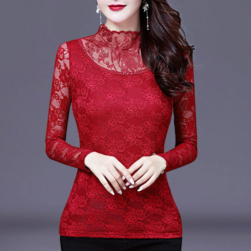 New 2021 Autumn Winter Korean Fashion Women's Long Sleeve Lace Shirts Tops Hollow Out Office Lady Casual Warm Velvet Blouses
New 2021 Autumn Winter Korean Fashion Women's Long Sleeve Lace Shirts Tops Hollow Out Office Lady Casual Warm Velvet Blouses