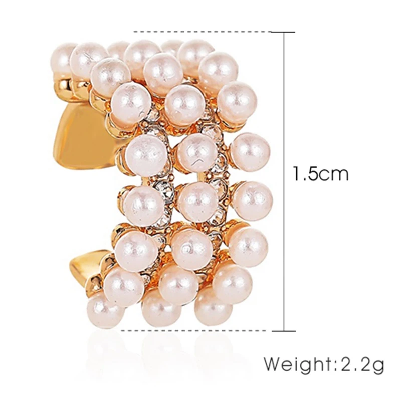

1Pc Simple Earrings Gold Color Temperament Artificial Pearl Ear Bone Clip Personality Ladies Banquet Earrings Accessories