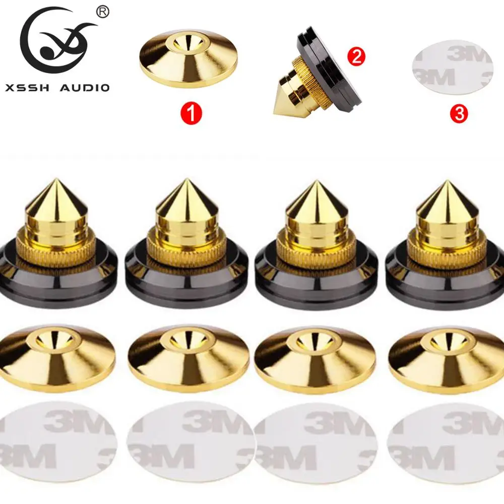 

4pcs/8pcs HiFi XSSH audio YIVO Solid Steel Speaker Spike Isolation Feet Brass Cone CD Amplifier Stand Pad