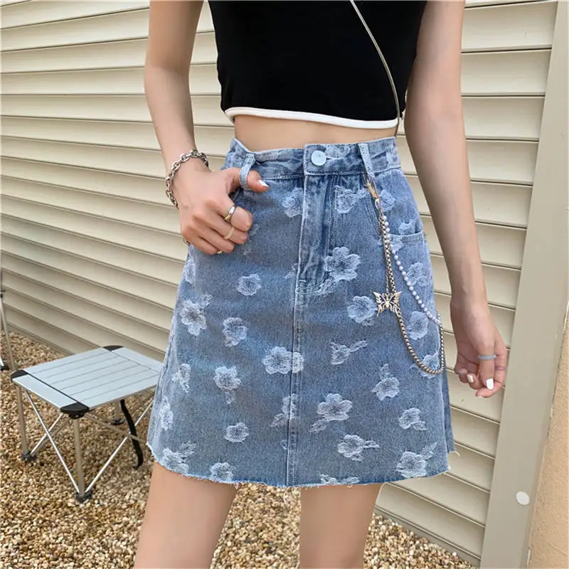 Hzirip 2021 Printing Floral Slim Denim Mini Skirt Offect Ladies A-Line High Waist Skirt Sweet Girl Korean Loose Fashion
Hzirip 2021 Printing Floral Slim Denim Mini Skirt Offect Ladies A-Line High Waist Skirt Sweet Girl Korean Loose Fashion
