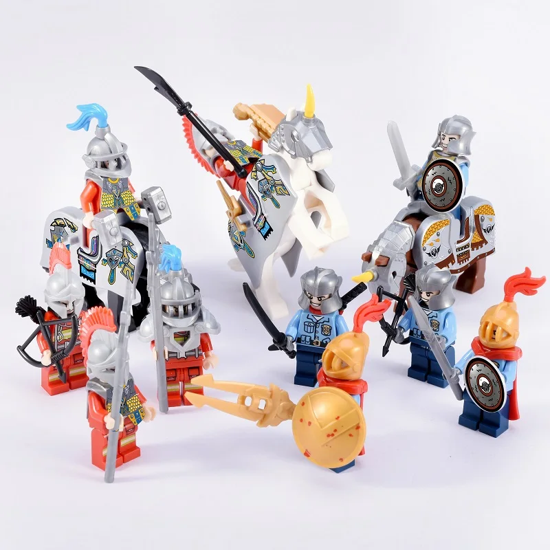 Weapon Helmet Cape Sword Horse for Warrior Castle Knight Rome Crusader Shield Spear Crossbow Building Block Figures Toys Gifts
Weapon Helmet Cape Sword Horse for Warrior Castle Knight Rome Crusader Shield Spear Crossbow Building Block Figures Toys Gifts