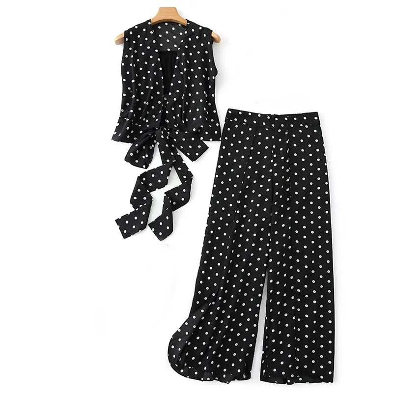 Fashion Formal Suits Women Casual Office Business Set Dot Print Sleeveless Bandage Top and Wide Leg Pant Suits
Fashion Formal Suits Women Casual Office Business Set Dot Print Sleeveless Bandage Top and Wide Leg Pant Suits
