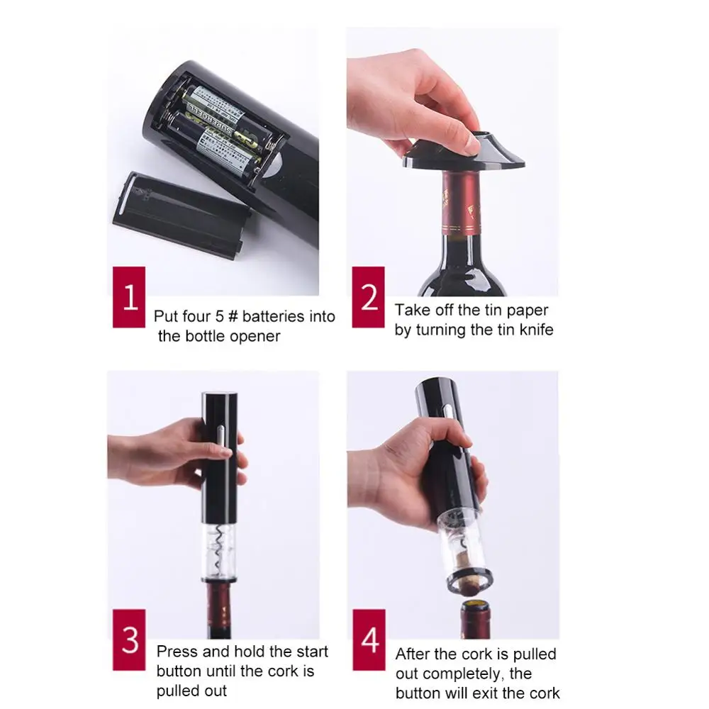 Electric Wine Opener Automatic Red Wine Corkscrew Household Can Opener Portable Bottle Openers Kitchen Accessories Home Gadgets
Electric Wine Opener Automatic Red Wine Corkscrew Household Can Opener Portable Bottle Openers Kitchen Accessories Home Gadgets