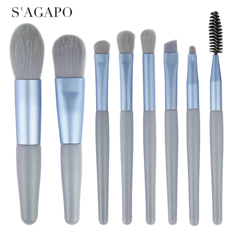 S'AGAPO 8pcs Mini Eyeshadow Makeup Brushes set Matte Wooden Handle Foundation Eyebrow Blush Concealer Lips Beauty Makeup tools
S'AGAPO 8pcs Mini Eyeshadow Makeup Brushes set Matte Wooden Handle Foundation Eyebrow Blush Concealer Lips Beauty Makeup tools
