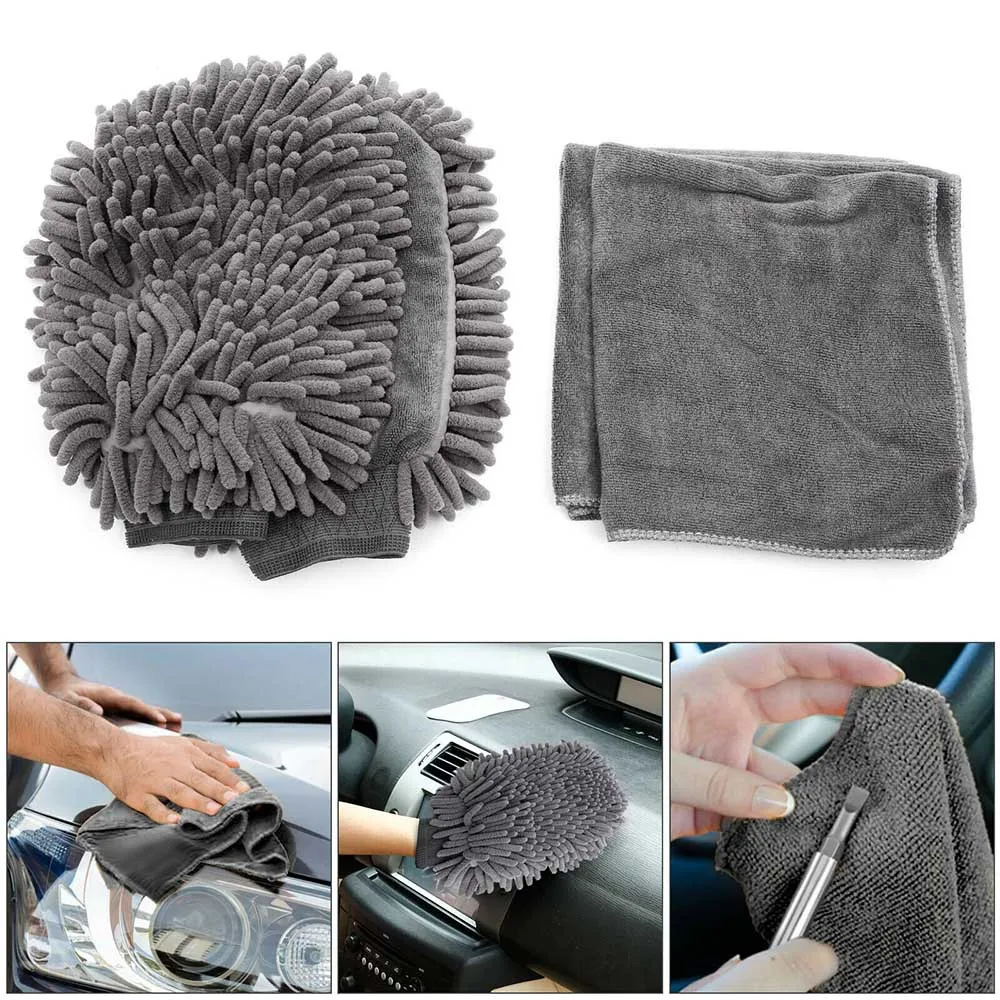 2pcs/set Car Double-sided Chenille Auto Wash Washing Cleaning Glove + 2x Microfiber Towel Detailing Cleaning Accessories
2pcs/set Car Double-sided Chenille Auto Wash Washing Cleaning Glove + 2x Microfiber Towel Detailing Cleaning Accessories