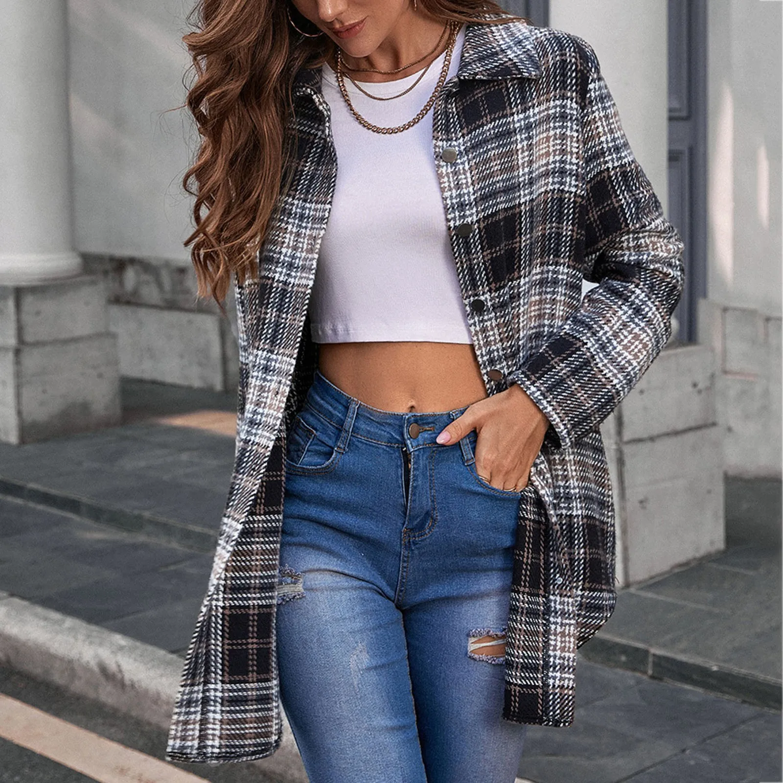 Womens Vintage Stylish Plaid Jacket Coat Long Style Button Lapel Collar Flannel Long Sleeve Pockets Outerwear Tops Winter Coat
Womens Vintage Stylish Plaid Jacket Coat Long Style Button Lapel Collar Flannel Long Sleeve Pockets Outerwear Tops Winter Coat
