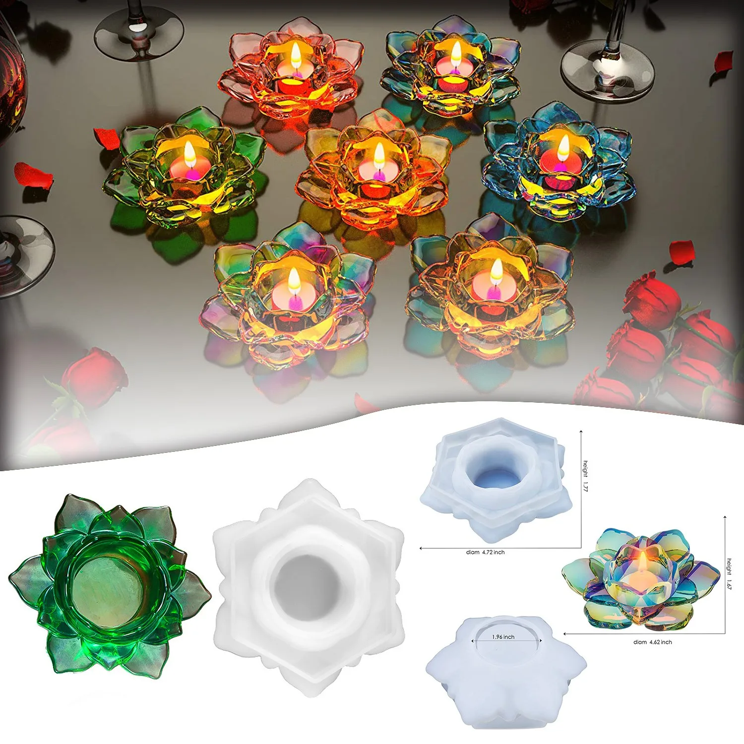 DIY 3D Lotus Candle Holder Silicone Mold Epoxy Resin Storage Box Mould Ornament Craft Decor Making Tool Household Supplies
DIY 3D Lotus Candle Holder Silicone Mold Epoxy Resin Storage Box Mould Ornament Craft Decor Making Tool Household Supplies
