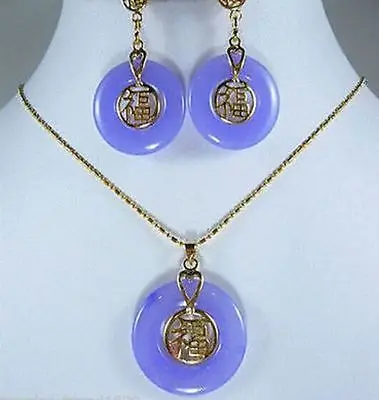 hot sell new - Jewelry purple stone bless happiness earring & pendant set AAA style 100% Natural Noble Fine jewe | Украшения и