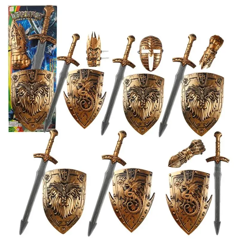 

Child Knight Costume Boys Knigth Cosplay For Halloween Carnival Sword Shield Gauntlets Set Toys For Kids