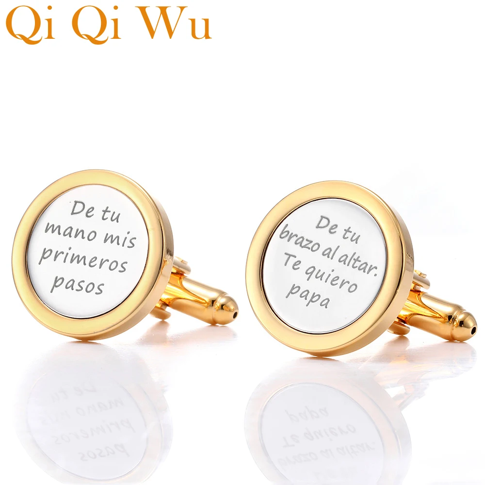 Custom Engraved Mens Gold Cufflinks Suit Shirt Cuff links Buttons Jewelry Man Personalized Wedding Cufflink Dad Father Gift
Custom Engraved Mens Gold Cufflinks Suit Shirt Cuff links Buttons Jewelry Man Personalized Wedding Cufflink Dad Father Gift