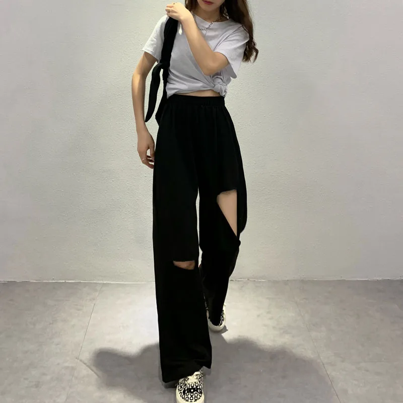 2021 Early Spring New Straight Loose Wide-Leg Pants Women's High Waist Drape Leisure Ripped Sports Pants Gray Trousers
2021 Early Spring New Straight Loose Wide-Leg Pants Women's High Waist Drape Leisure Ripped Sports Pants Gray Trousers