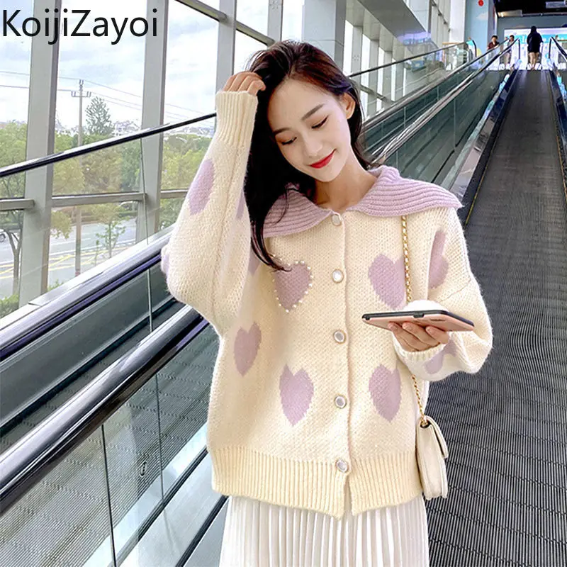 Koijizayoi Women Knitted Cardigan Love Heart Beading Autumn Winter Lady Korean Kardigan Casual Loose Sweet Cardigans Sweater Top
Koijizayoi Women Knitted Cardigan Love Heart Beading Autumn Winter Lady Korean Kardigan Casual Loose Sweet Cardigans Sweater Top