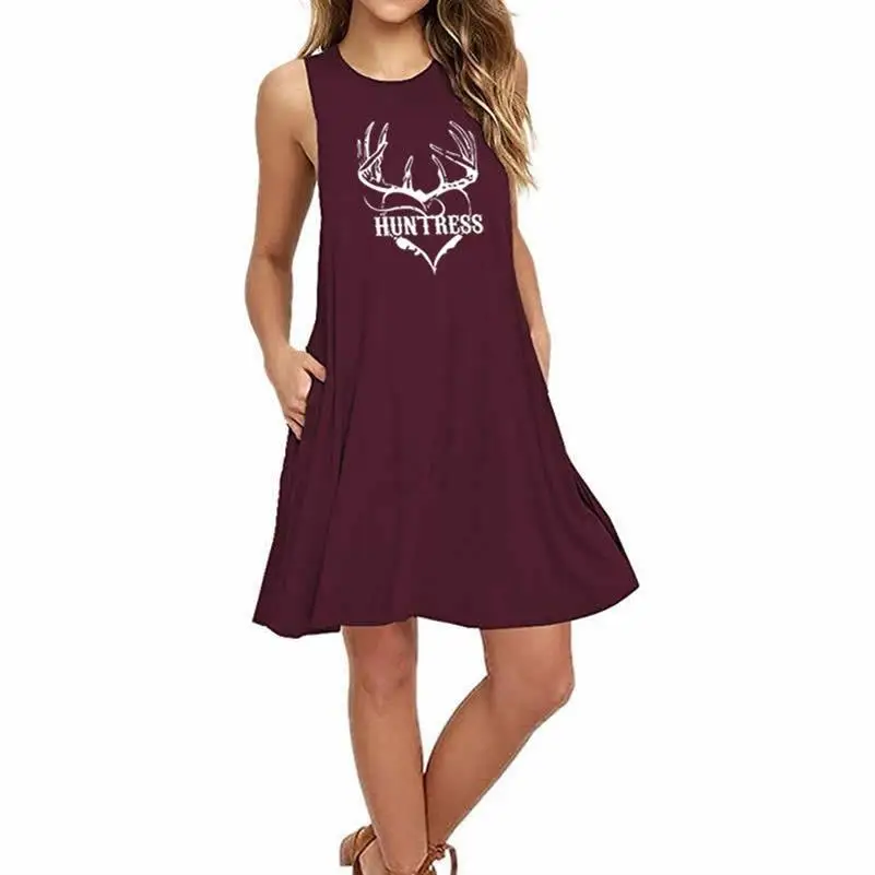 Huntress Letters Heart Shape And Antlers Print Dress Youth Girl Casual Sleeveless Dress Clothing Summer Women Pockets Dresses
Huntress Letters Heart Shape And Antlers Print Dress Youth Girl Casual Sleeveless Dress Clothing Summer Women Pockets Dresses
