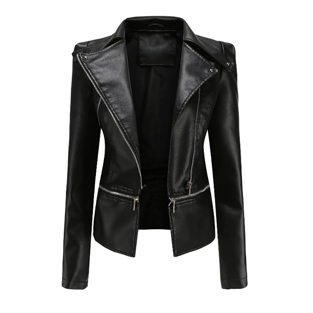 Women Winter Leather Long Sleeve Jacket Full Zipper Solid Irregular Ruffle Turn-down Collar Moto & Biker Lower Edge Detachable
Women Winter Leather Long Sleeve Jacket Full Zipper Solid Irregular Ruffle Turn-down Collar Moto & Biker Lower Edge Detachable