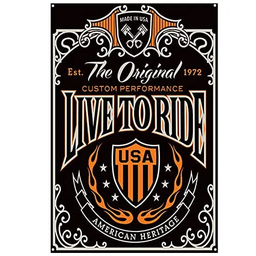 Original Retro Design Live to Ride Tin Metal Signs Wall Art | Thick Tinplate Print Poster Wall Decoration for Garage
Original Retro Design Live to Ride Tin Metal Signs Wall Art | Thick Tinplate Print Poster Wall Decoration for Garage