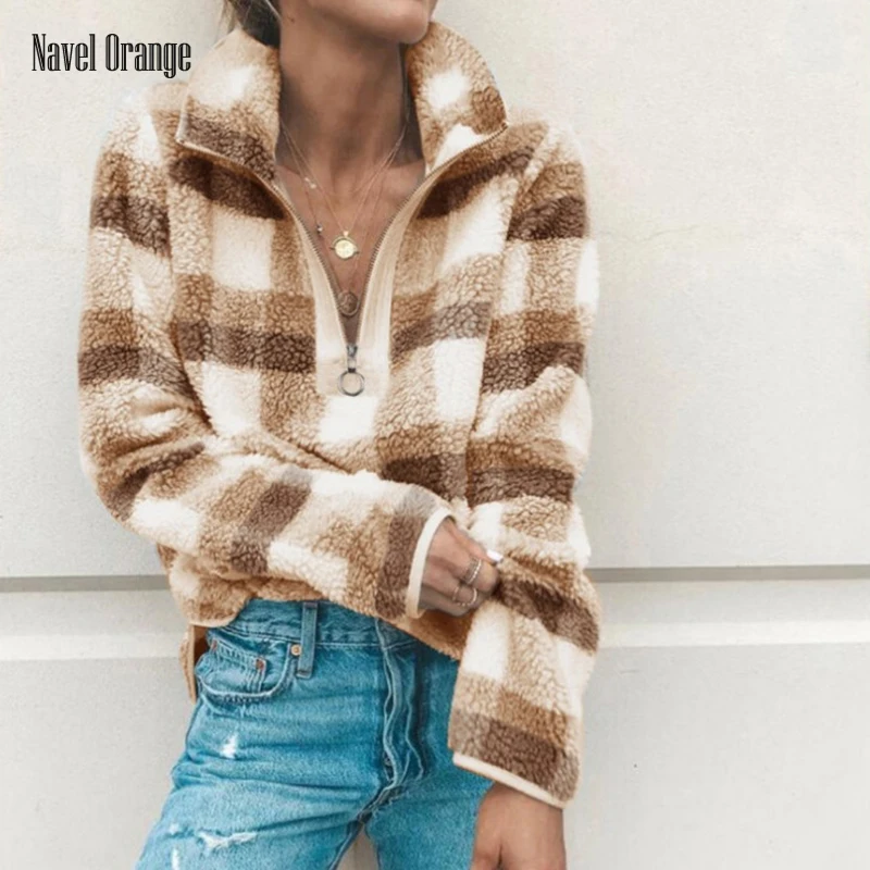 2021 New Women Plaid Long Sleeve Turtleneck Zipper Hoodies Spring Autumn Fleece Loose Ladies Pullovers Plus Size 3XL Streetwear
2021 New Women Plaid Long Sleeve Turtleneck Zipper Hoodies Spring Autumn Fleece Loose Ladies Pullovers Plus Size 3XL Streetwear