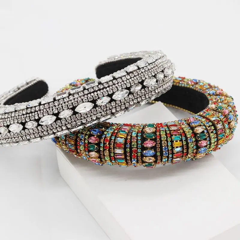 U2JF Baroque Boho Jewelry Headband Colorful Faux Crystal Rhinestone Padded Hair Hoop 
U2JF Baroque Boho Jewelry Headband Colorful Faux Crystal Rhinestone Padded Hair Hoop