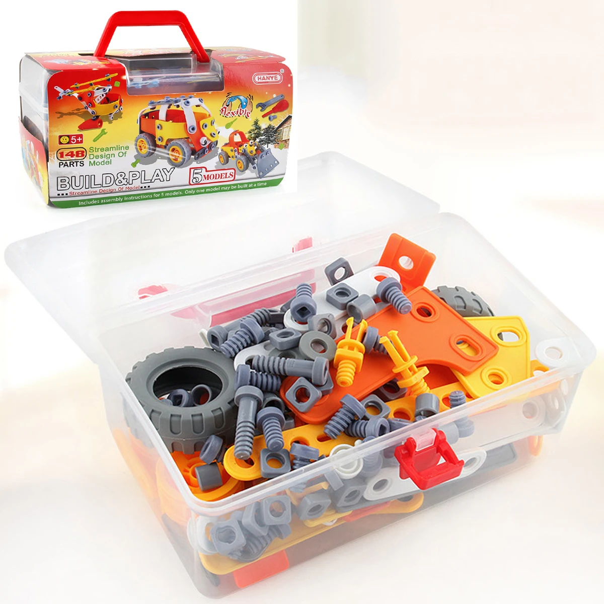 Disassembly Toys Action Figure Building Blocks Educational Assemble 148PCs 5 Models with Tools Carry Case DIY Inserted Kids Toy
Disassembly Toys Action Figure Building Blocks Educational Assemble 148PCs 5 Models with Tools Carry Case DIY Inserted Kids Toy