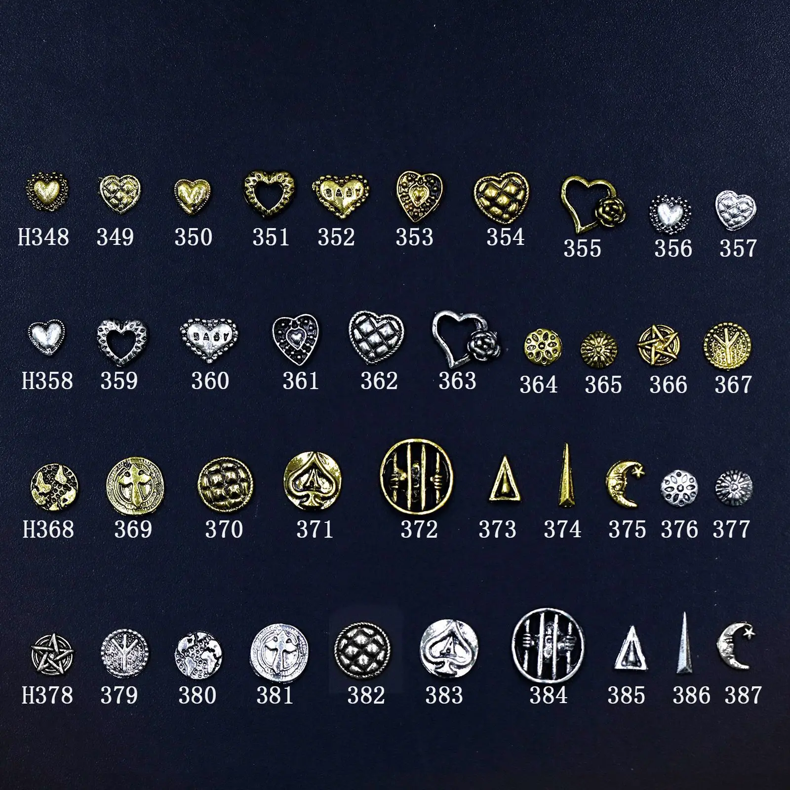 100pcs/lot Manicure ornaments alloy metal retro personality Antique Silver heart round moon nail decoration jewelry 
100pcs/lot Manicure ornaments alloy metal retro personality Antique Silver heart round moon nail decoration jewelry