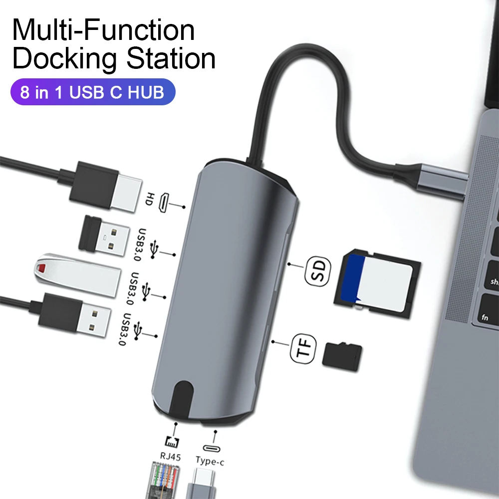 1908 8 в 1 Type C Hub 4K 1080P HDMI-совместимый RJ45 1000M сетевая карта USB C Hub адаптер для компьютера/телефона Android
1908 8 в 1 Type C Hub 4K 1080P HDMI-совместимый RJ45 1000M сетевая карта USB C Hub адаптер для компьютера/телефона Android