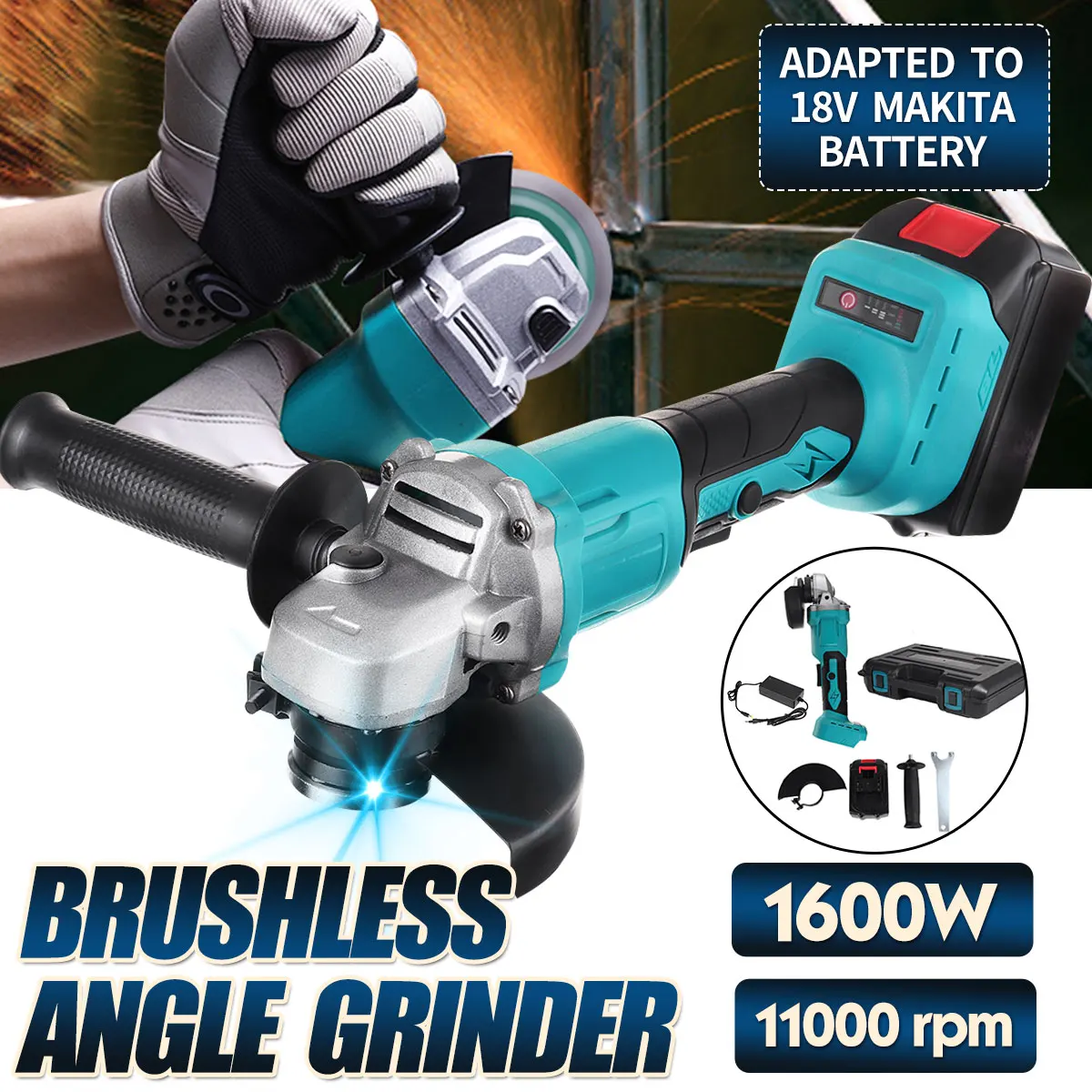 1580W 125mm 4 Speed Brushless Electric Angle Grinder Grinding Machine Cordless DIY Woodworking Power Tool For 18V Makita Battery
1580W 125mm 4 Speed Brushless Electric Angle Grinder Grinding Machine Cordless DIY Woodworking Power Tool For 18V Makita Battery