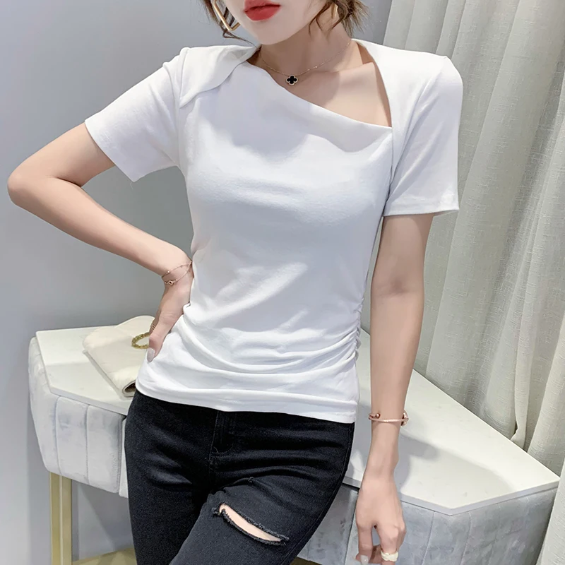 Summer The New Solid color T Shirt Women Short sleeve Slim Tshirt Tops woman t shirts Large size 2021 womens clothing
Summer The New Solid color T Shirt Women Short sleeve Slim Tshirt Tops woman t shirts Large size 2021 womens clothing