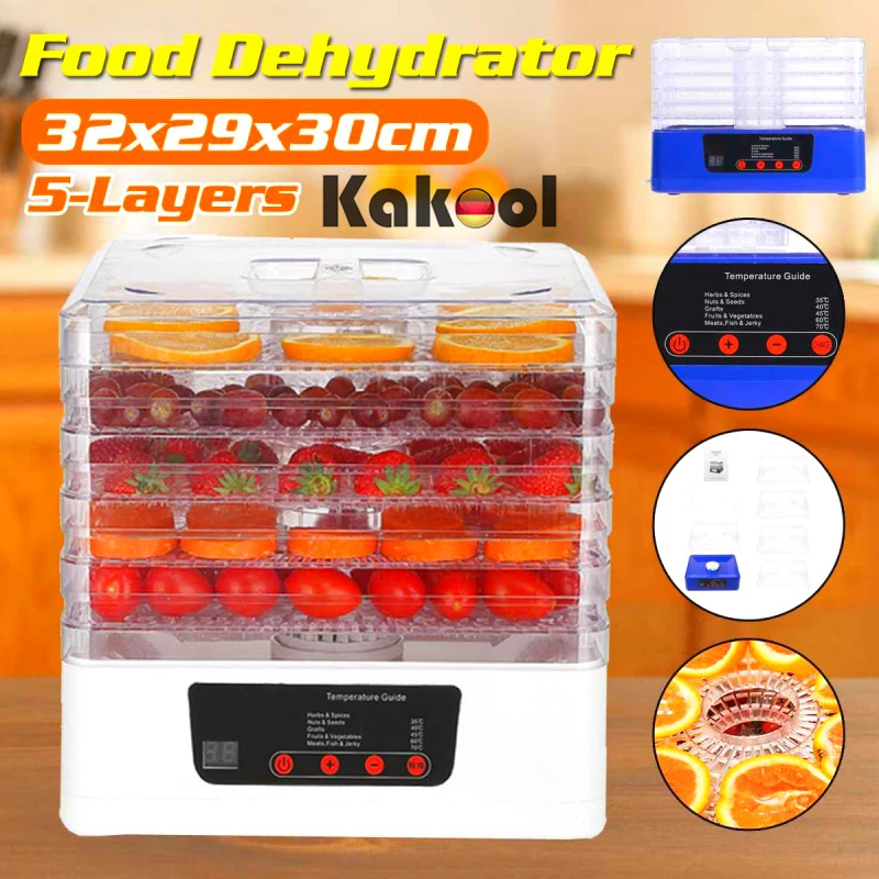 5 Layer Food Dryer Household Smart Fruits Dehydrator With Digital Timer Temperature Control For Fruit,Vegetable,Meat Jerky,Herbs
5 Layer Food Dryer Household Smart Fruits Dehydrator With Digital Timer Temperature Control For Fruit,Vegetable,Meat Jerky,Herbs
