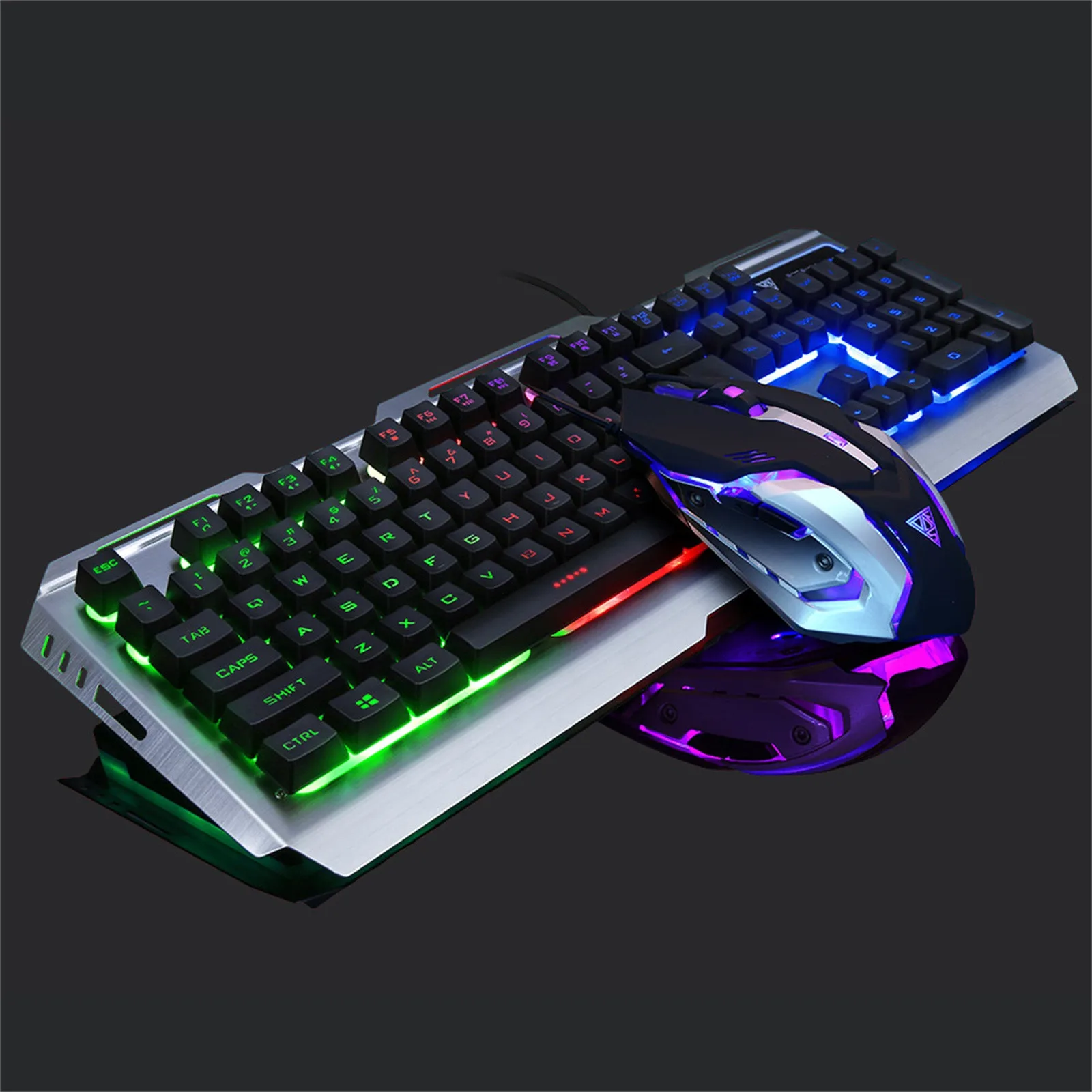 Wrangler Gaming Keyboard Wired Keyboard + Mouse Set Mechanical Keyboard and Mouse V1 104 Key USB Wired RGB LED Backl 
Wrangler Gaming Keyboard Wired Keyboard + Mouse Set Mechanical Keyboard and Mouse V1 104 Key USB Wired RGB LED Backl
