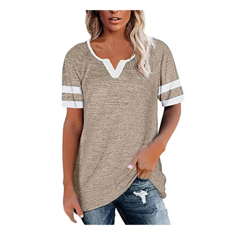 DaDa Stitching V-neck Casual T-shirt Short-sleeved Loose Top Women Plus Fashion Aesthetic Clothes
DaDa Stitching V-neck Casual T-shirt Short-sleeved Loose Top Women Plus Fashion Aesthetic Clothes