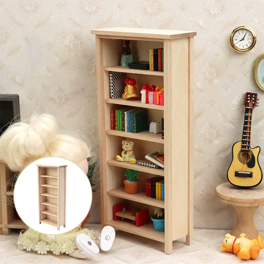 Wooden Dollhouse Miniature Bookcase 1/12 Accessories Furniture Pretend Play 6-Tier Toy Shelf Cabinet for Living Room Decoration
Wooden Dollhouse Miniature Bookcase 1/12 Accessories Furniture Pretend Play 6-Tier Toy Shelf Cabinet for Living Room Decoration