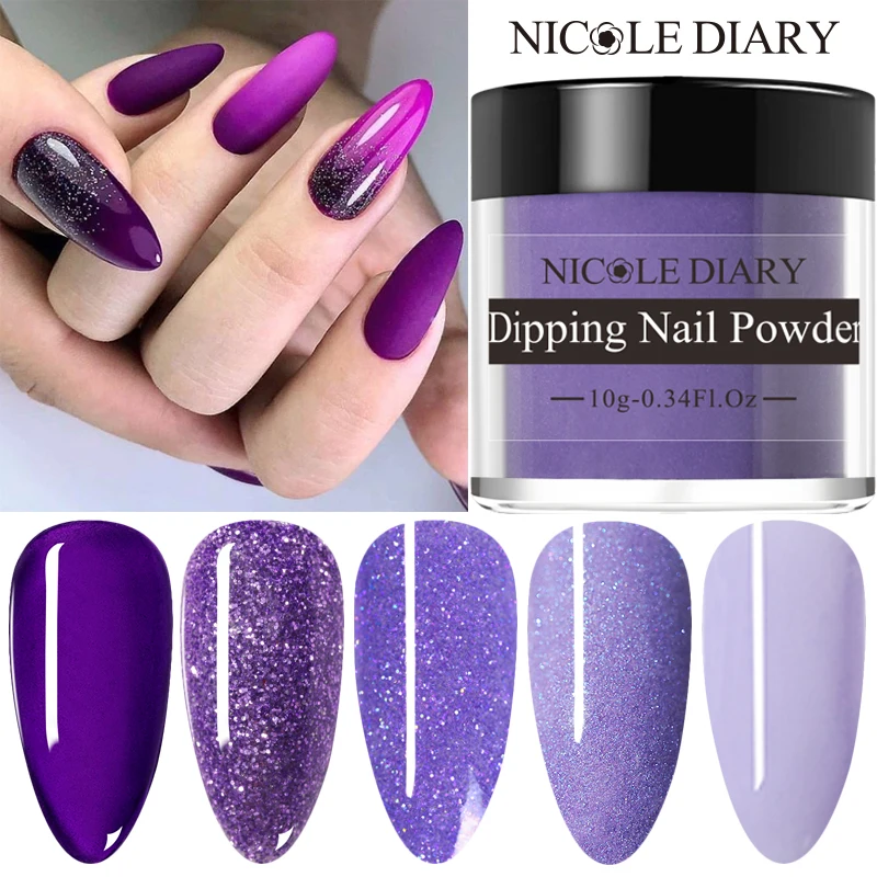 Пудра для ногтей NICOLE DIARY фиолетовая серия Dipping Dip блестящий хромовый пигмент