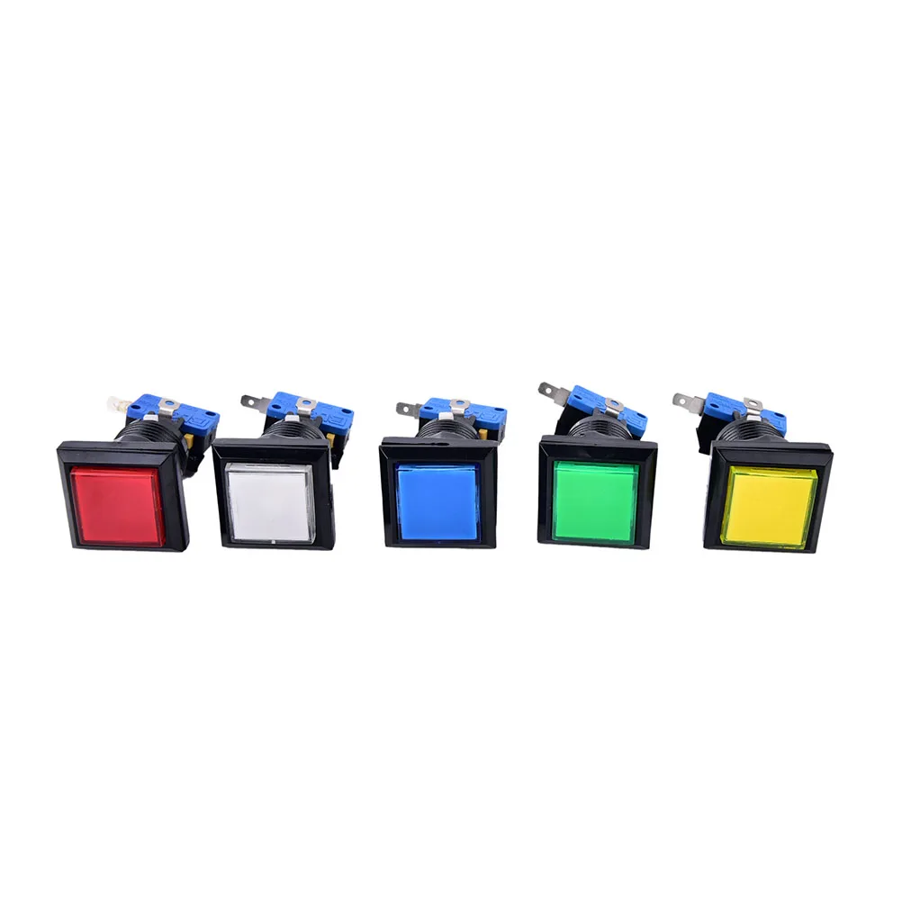 

1 шт., новый квадратный игровой автомат, кнопка, аркадный светодиодный, мгновенная подсветка, кнопка 5 цветов