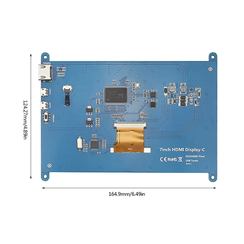 67JA 7 In LCD Display 1024x600 Resolution Compatible Touch Screen IPS Capacitive Touch Screen Support Systems for Raspberry 
67JA 7 In LCD Display 1024x600 Resolution Compatible Touch Screen IPS Capacitive Touch Screen Support Systems for Raspberry
